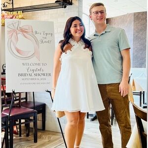 Halter Bridal White Ruffle Swing Dress Size Medium